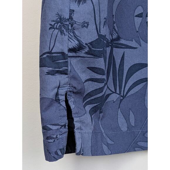 Roundtree & Yorke Mens Hawaiian Shirt Sz Large Blue Cotton Hula Girl Tropical - Picture 6 of 9